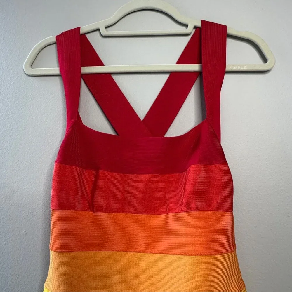 HERVE LEGER Rainbow Pride Bandage Dress Womens M NWT Bodycon Limited Edition NEW - Picture 3 of 13